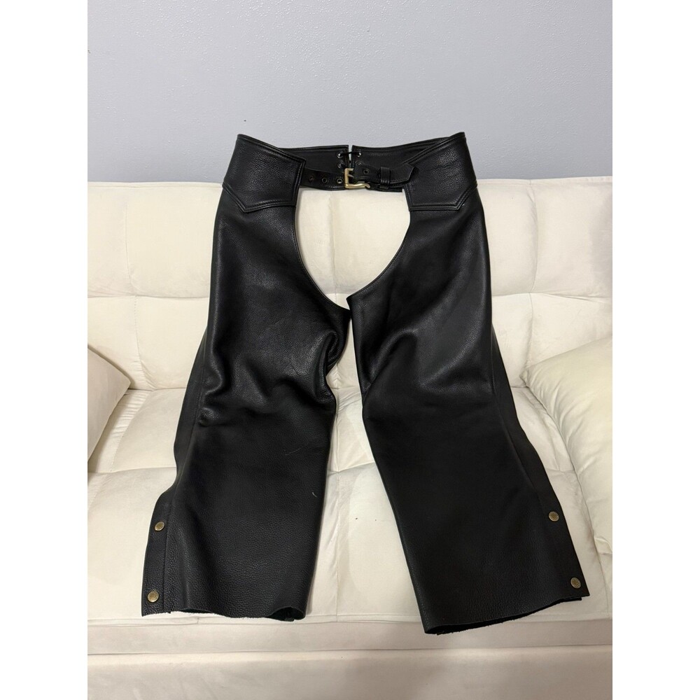 Black Women's Fox Creek Leather Chaps Size Large-Excellent Condition